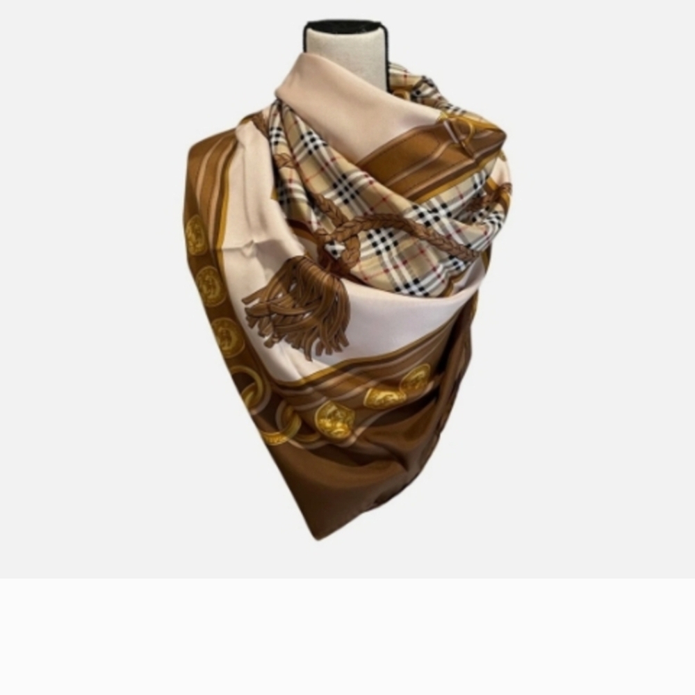 Burberry Brown and Cream Plaid Scarf
